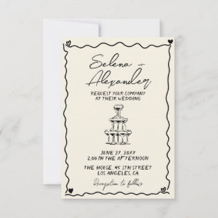 Retro Whimsical hand written wedding Invitation