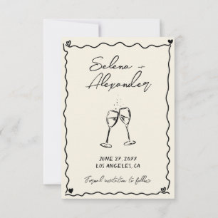 Retro Whimsical hand written wedding Save The Date