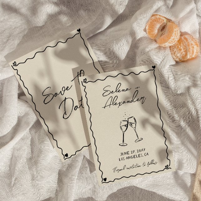 Retro Whimsical hand written wedding Save The Date (Creator Uploaded)