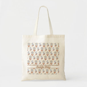 Retro Whimsical Mandala Boho Pattern Name Tote Bag