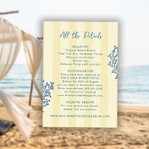 Retro whimsical striped beach wedding details  enclosure card