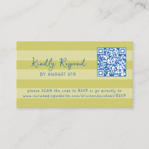 Retro whimsical summer beach QR code online RSVP Enclosure Card