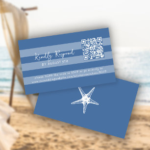 Retro whimsical summer beach QR code online RSVP Enclosure Card