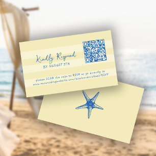 Retro whimsical summer beach QR code online RSVP Enclosure Card