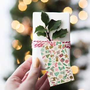 Retro Whimsy Ornaments Christmas Gift Tags
