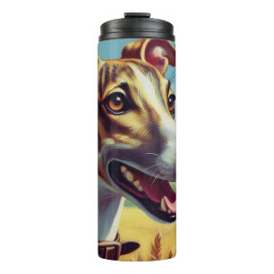 Retro Whippet Dog Painting Thermal Tumbler
