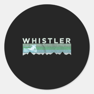 Retro Whistler Bc Canada Distressed Skiing  Classic Round Sticker