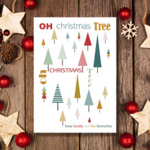 Retro White Colourful Oh Christmas Tree Holiday