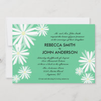 Retro White Daisies on Green Wedding