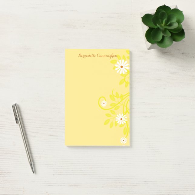 Retro White Daisy To Do List Over Yellow Template Post-it Notes (Office)
