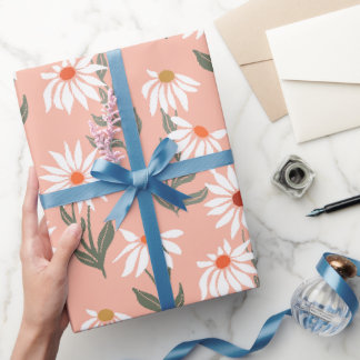 Retro White Daisy Wrapping Paper