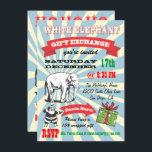 Retro White Elephant Christmas Party Invitations<br><div class="desc">Super Fun Christmas Gift Exchange party invitations with Old Santa Claus and Elephant clip art with great graphics and fonts on a sunburst background done in a poster style. Boths side decorated for your cool and hip White Elephant Christmas Holiday Party. Please feel free to contact me with any changes,...</div>