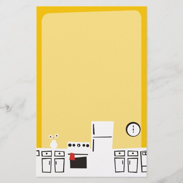Retro white kitchen cooking baking stationery (Front)