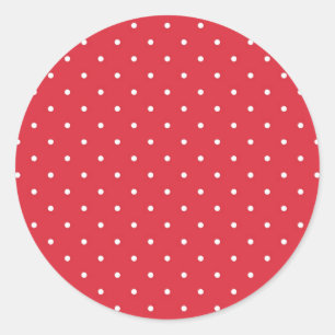 Retro white polka dots on red background classic round sticker