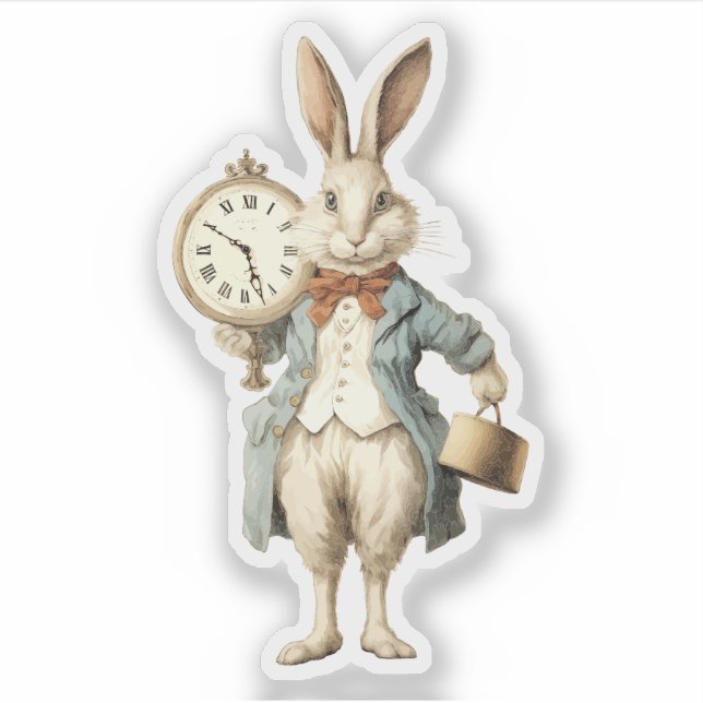 Retro White Rabbit With Pocketwatch (Front)