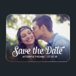 Retro White Script Save The Date Full Bleed Photo<br><div class="desc">Featuring pretty script with your photo.</div>