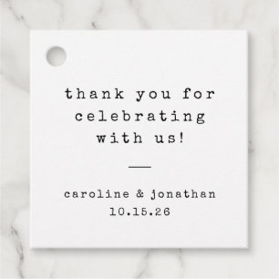 Retro White Typewriter Custom Wedding Thank You Favour Tags