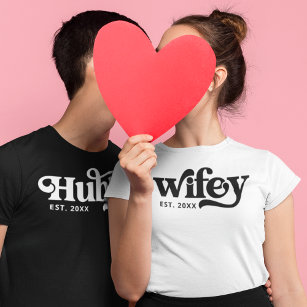 Retro Wifey Hubby Matching Groovy Personalised T-S T-Shirt