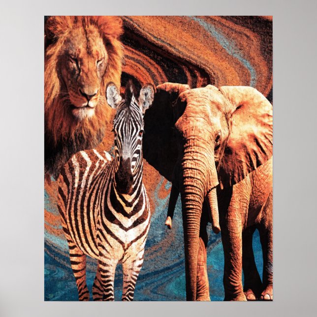 Retro Wild Animal Collage Poster (Front)