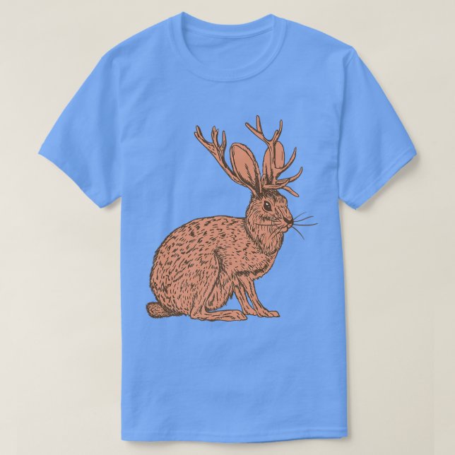 Retro Wild animal jackrabbit with antelope horns J T-Shirt (Design Front)