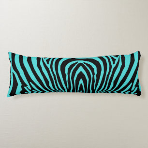 RETRO WILD ANIMAL PRINT PATTERN AQUA BLACK STRIPED BODY CUSHION