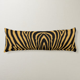 RETRO WILD ANIMAL PRINT PATTERN GOLD BLACK STRIPED BODY CUSHION