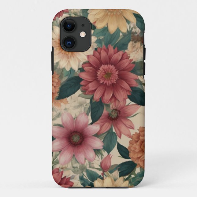 RETRO WILD FLOWER PATTERN Case-Mate iPhone CASE (Back)