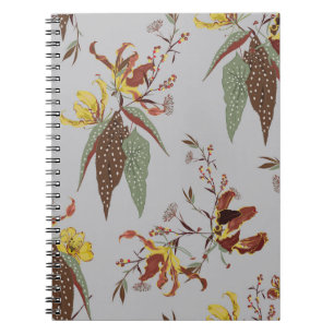 Retro wild flower vintage mood, botanical plants notebook