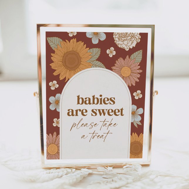 Retro Wildflower Baby Shower Babies are Sweet Sign (Creator Uploaded)