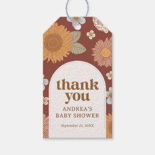 Retro Wildflower Baby Shower Thank You Gift Tags
