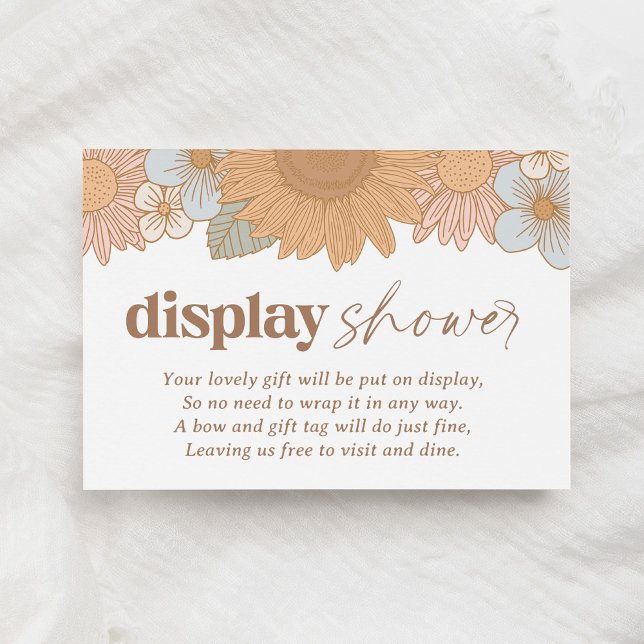 Retro Wildflower Girl Baby Shower Display Shower Enclosure Card (Creator Uploaded)