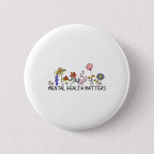 Retro Wildflower Mental Health Problems Awareness  6 Cm Round Badge