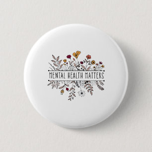 Retro Wildflower Mental Health Problems Awareness  6 Cm Round Badge