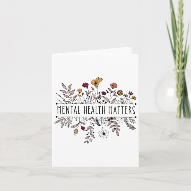Retro Wildflower Mental Health Problems Awareness  Card (Front)