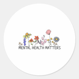 Retro Wildflower Mental Health Problems Awareness  Classic Round Sticker