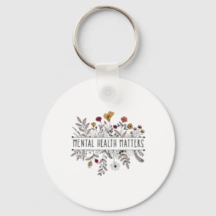 Retro Wildflower Mental Health Problems Awareness  Key Ring