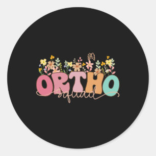 Retro Wildflower Ortho Squad Orthopaedics Nurse Rn Classic Round Sticker