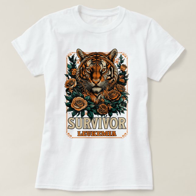 Retro Wildflower Tiger Leukaemia Survivor T-Shirt (Design Front)