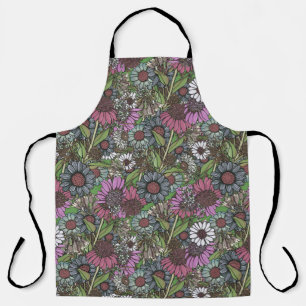 Retro Wildflower Winter Garden  Wrapping Paper Apron
