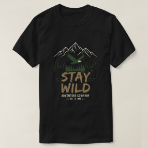 Retro Wildlife Mountain Hiking Stay Wild Gear T-Shirt