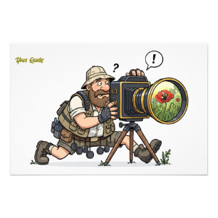 Retro Wildlife Photographer Illustration Photo Print