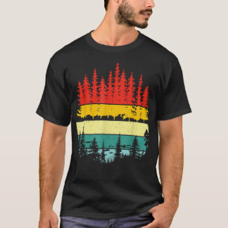 Retro Wildlife Trees Outdoors Nature Forest Sleeve T-Shirt