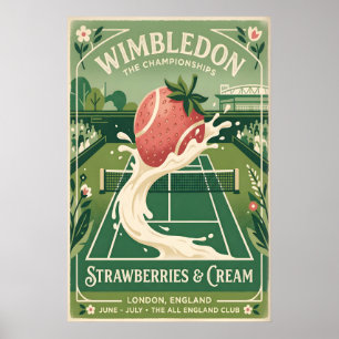 Retro Wimbledon Poster, Tennis Court and Poster