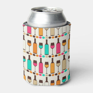 Retro wine bottles and glasses can cooler