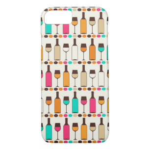 Retro wine bottles and glasses Case-Mate iPhone case