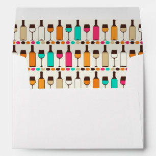 Retro wine bottles and glasses envelope