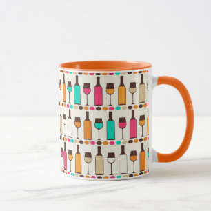 Retro wine bottles and glasses mug