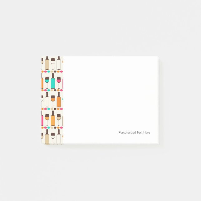 Retro wine bottles and glasses post-it notes (Front)