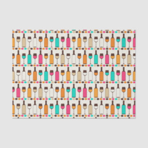 Retro wine bottles and glasses tissue paper