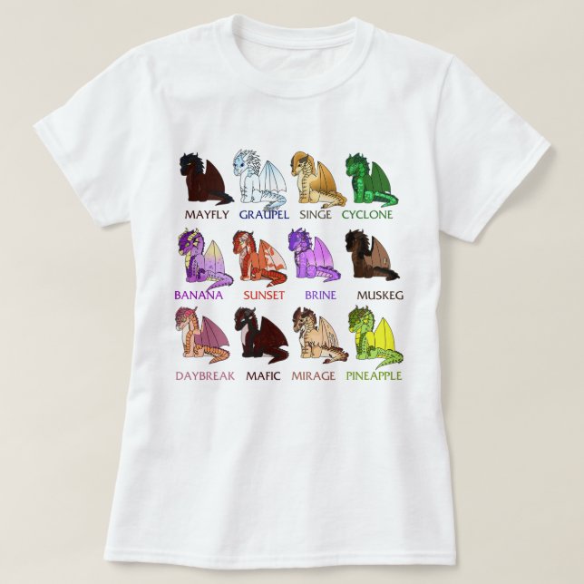 Retro Wings of Fire Characters Dragon Lover Gift T-Shirt (Design Front)